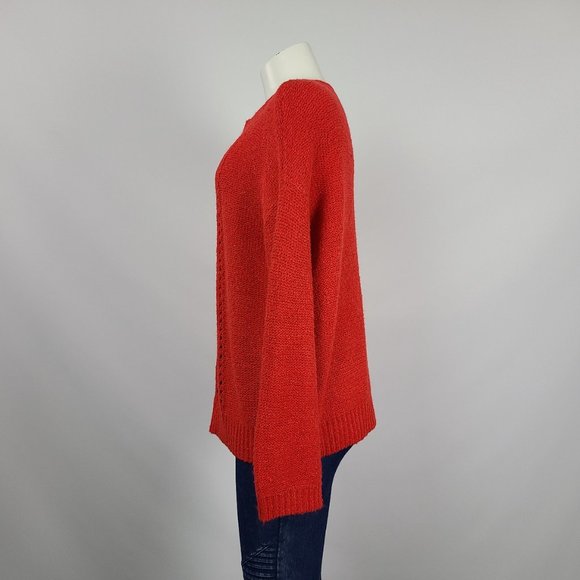Grace & Lace Red Cotton Blend Knit Belle Sleeve Sweater Size S/M - Picture 6 of 14